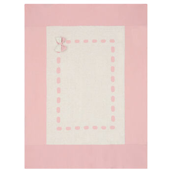 Baby Girls Pink & Ivory Knitted Blanket
